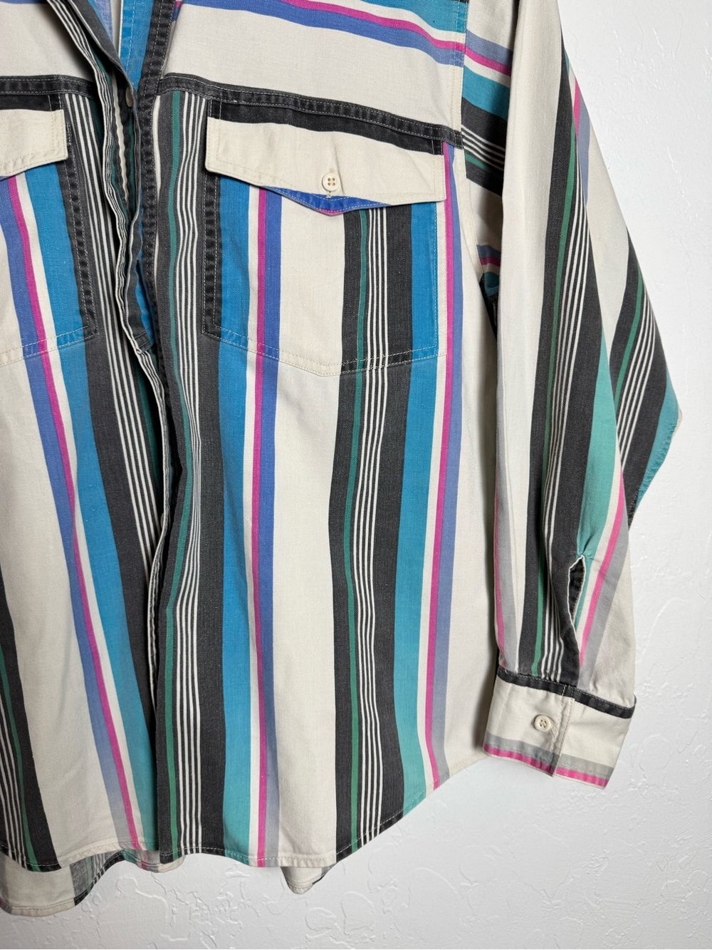 Vintage 90s Wrangler Painted Desert Striped Western Button Up Shirt - Picture 6 of 13